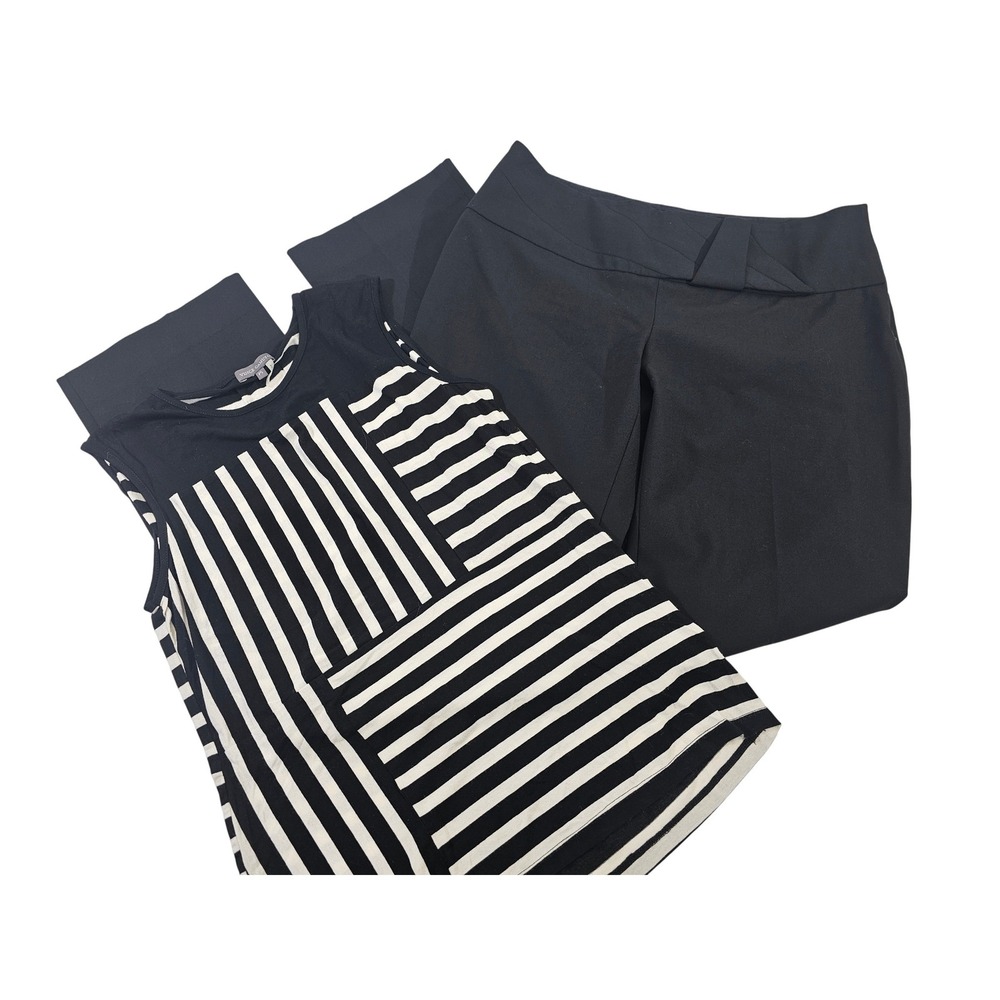 The‎ Limited Drew Fit Dress Pants & Top Womens 4 Black Solid Straight Leg slacks